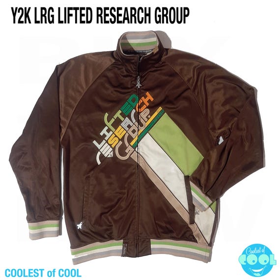 Y2K LRG Lifted Research Group Track Jacket: Brown Hip Hop