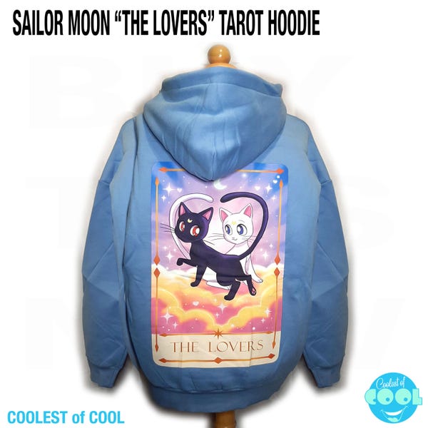 Sailor Moon Hoodie: Luna & Artemis Cat Tarot Card, Anime Pullover (Small)
