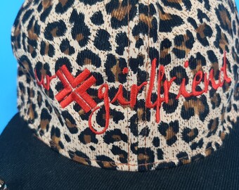 Rare Womens Ur X Girlfriend Leopard Print Pro Snapback hat Myspace Scene era rocker style with gold spike