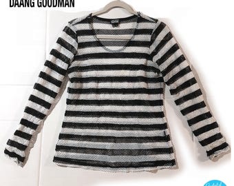 TRIPP NYC Daang Goodman Mesh shirt sz Large black white stripe rare vintage punk