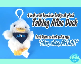 Aflac Talking Duck Mini Peluche Portachiavi Zaino Clip On Cerniera Tirare 4" pollici