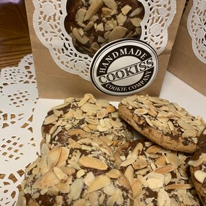 Almond Cookies Belgian Chocolate Gourmet, Handmade Cookies, Dozen, 12 Units, Christmas Cookies, Birthday Cookies, Handmade, Fresh Cookies