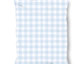Sobres de envío de polietileno azul con estampado de cuadros ondulados – Bolsas de envío de 10x13 pulgadas – Suministros para pequeñas empresas