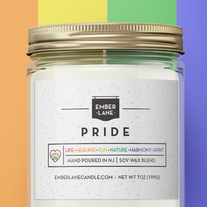 Pride Candle (Choose Your Scent!) - lgbt pride - gay pride - lesbian pride trans pride lgbtq rainbow Soy Wax Candle LONG LASTING 50+ hr burn