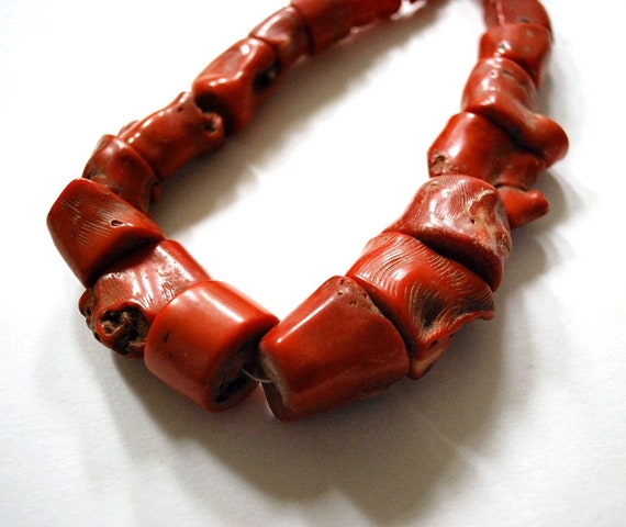 Mediterranean Red Coral Beads, Large, Graduated Sizes 