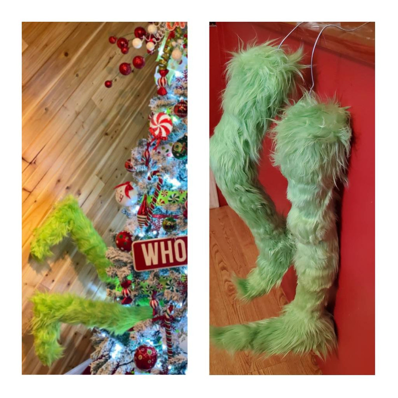 2 Grinch legs for christmas tree grinch decor grinch feet Etsy