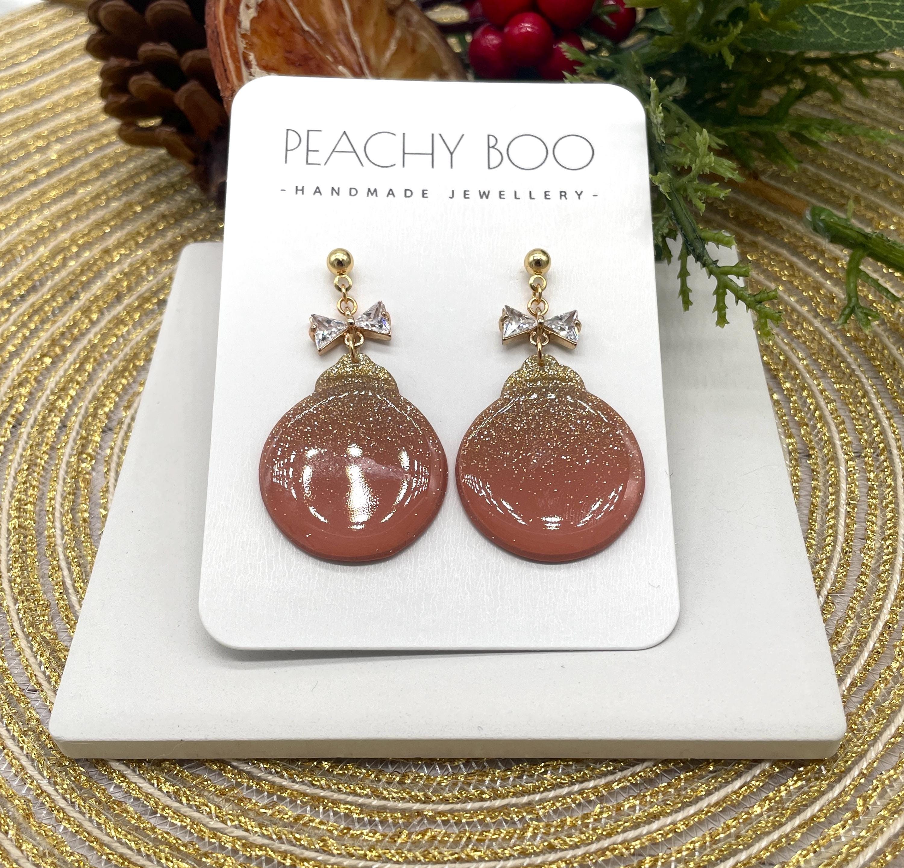 Bauble Polymer Clay Earrings| Statement Polymer Clay Earrings | Pink and Gold Earrings | Handmade - Thumbnail 2