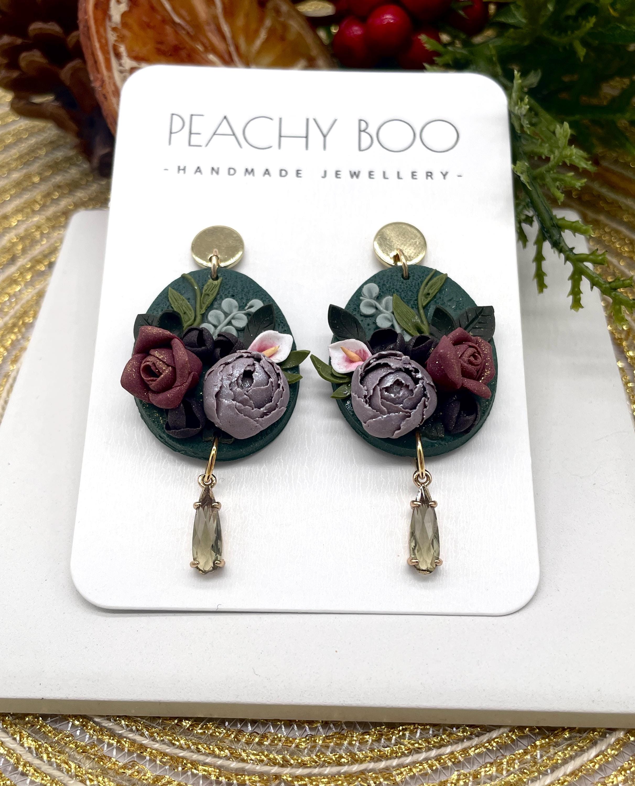 Handmade Flower Bouquet Polymer Clay Earrings: Hypoallergenic Statement Jewellery - Thumbnail 3