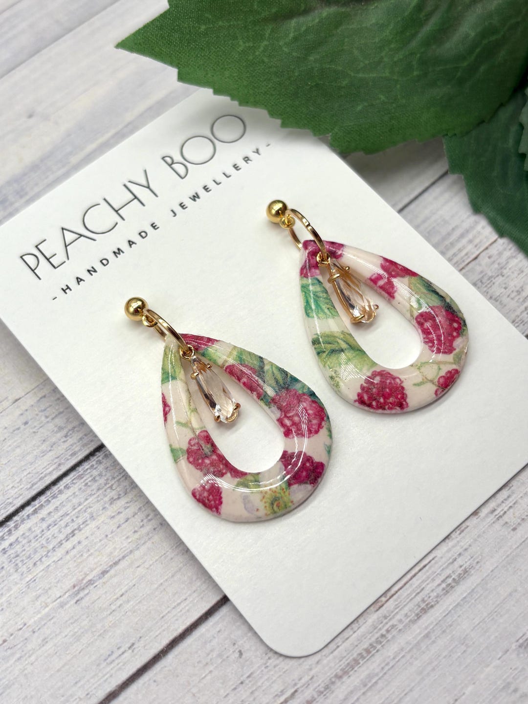 Raspberry Teardrop Earrings | Statement Polymer Clay Earrings | Pink ...