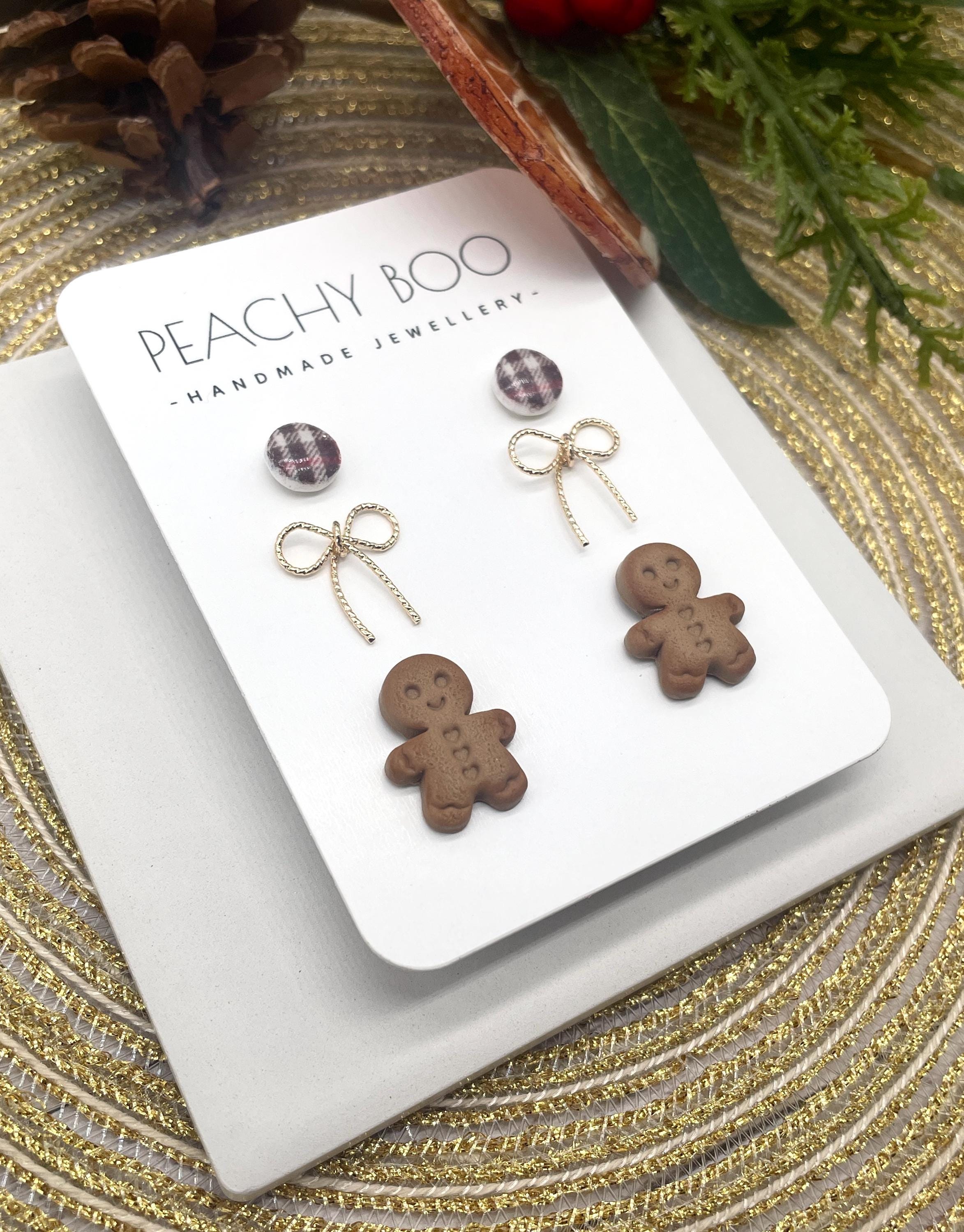 Christmas Stud Pack | Polymer Clay Statement Earrings | Tartan Studs | Gingerbread Men Studs | Bow Studs | Handmade - Thumbnail 3