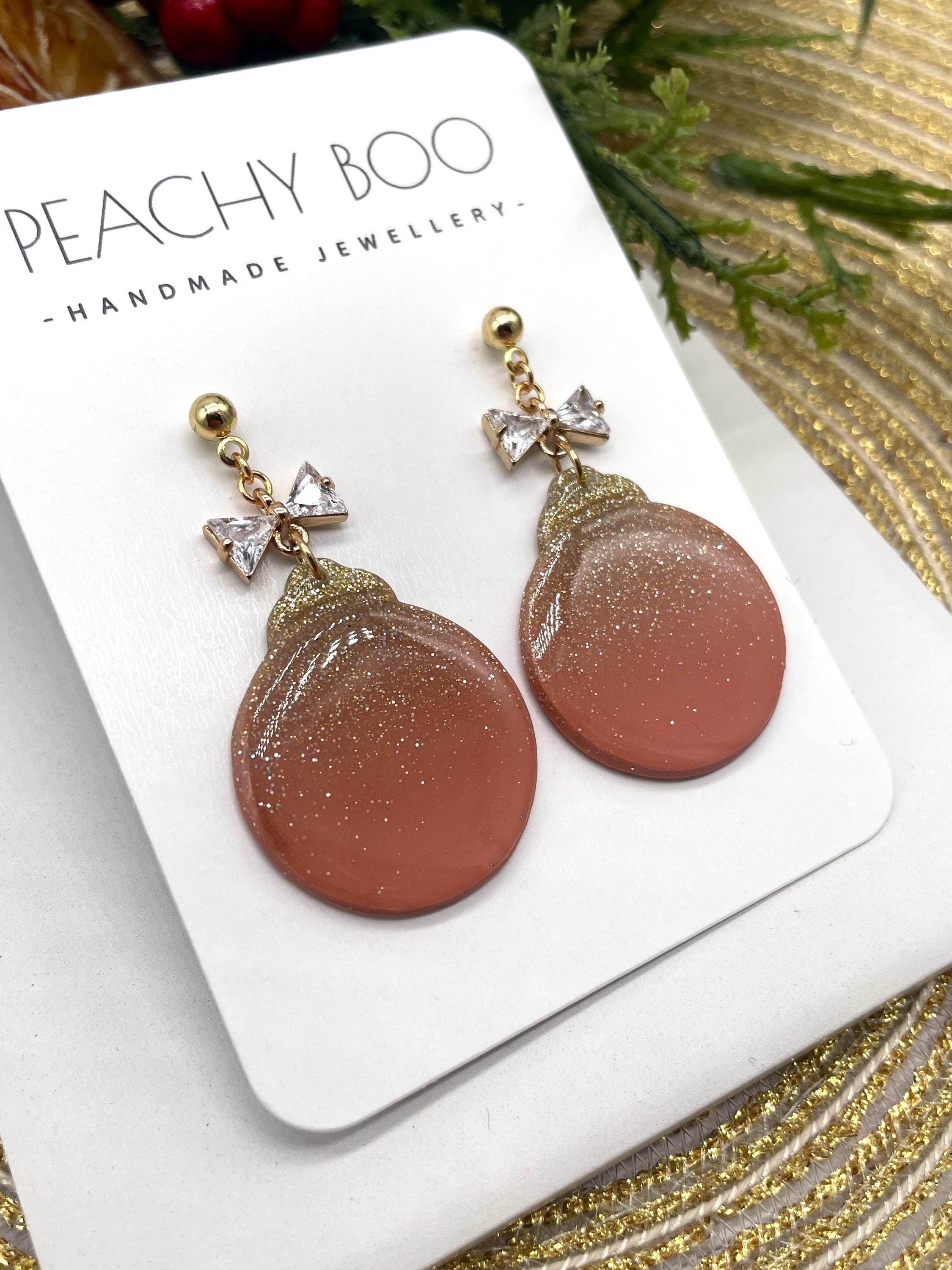 Bauble Polymer Clay Earrings| Statement Polymer Clay Earrings | Pink and Gold Earrings | Handmade