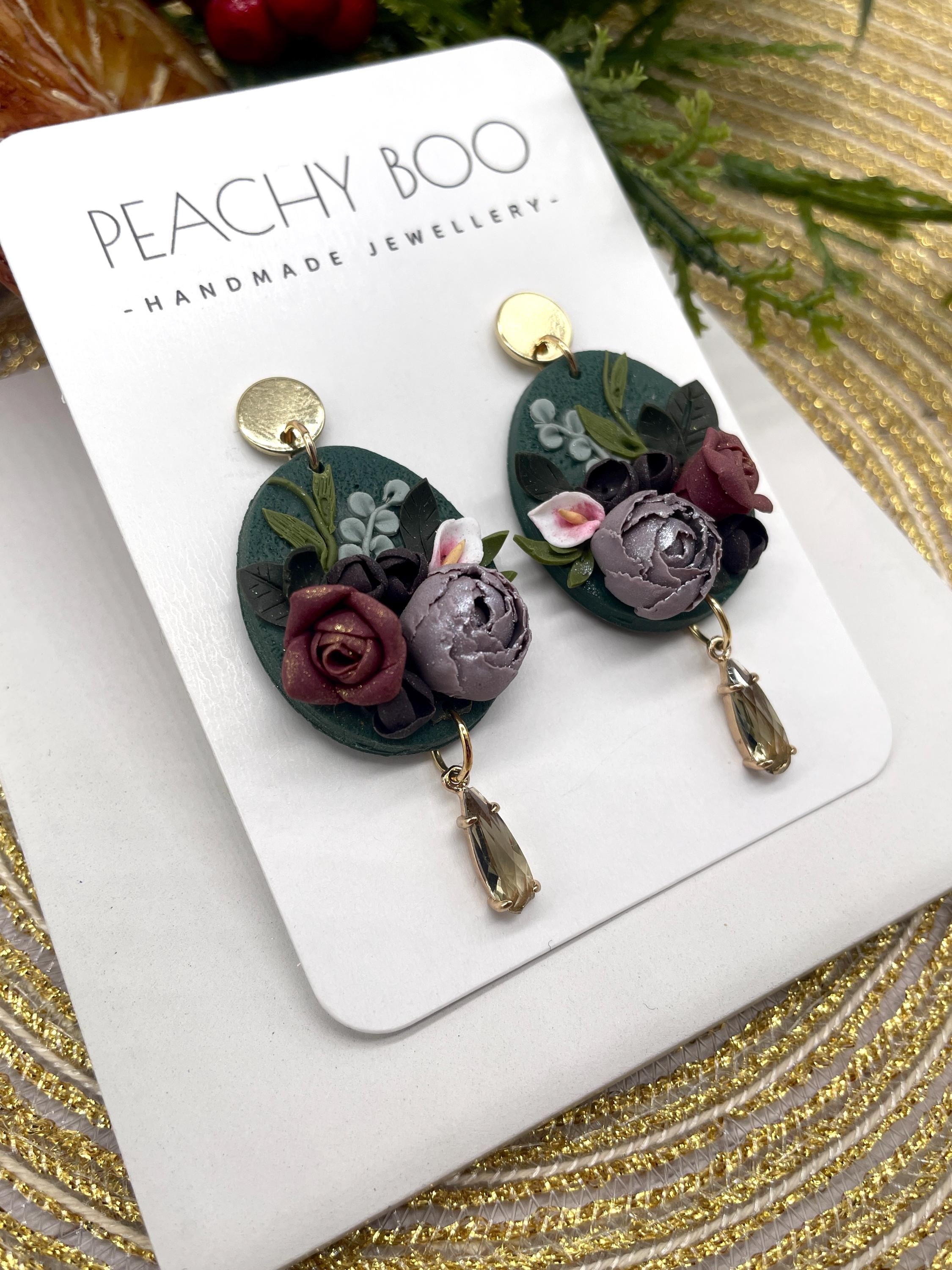 Handmade Flower Bouquet Polymer Clay Earrings: Hypoallergenic Statement Jewellery