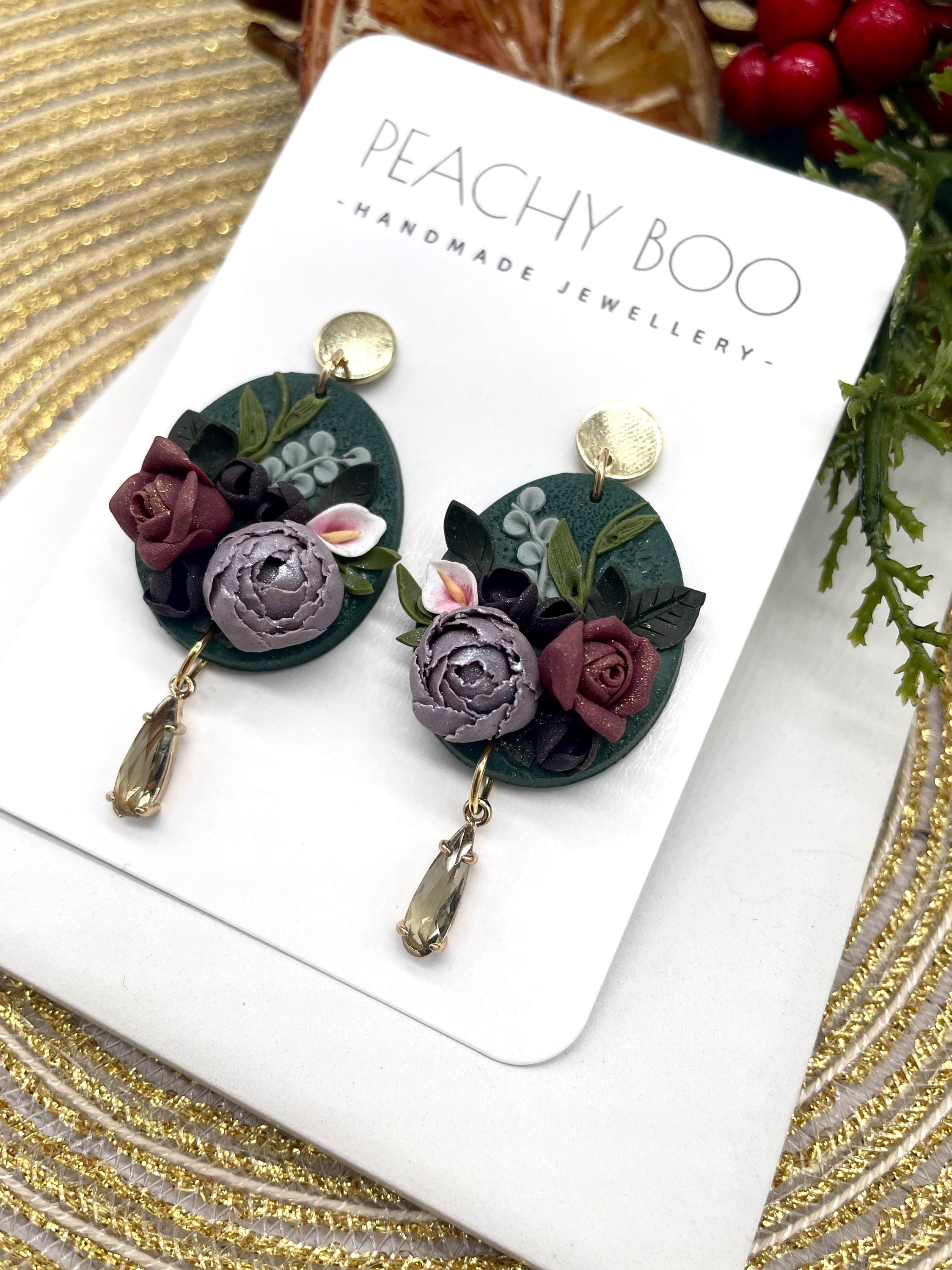 Handmade Flower Bouquet Polymer Clay Earrings: Hypoallergenic Statement Jewellery - Thumbnail 2