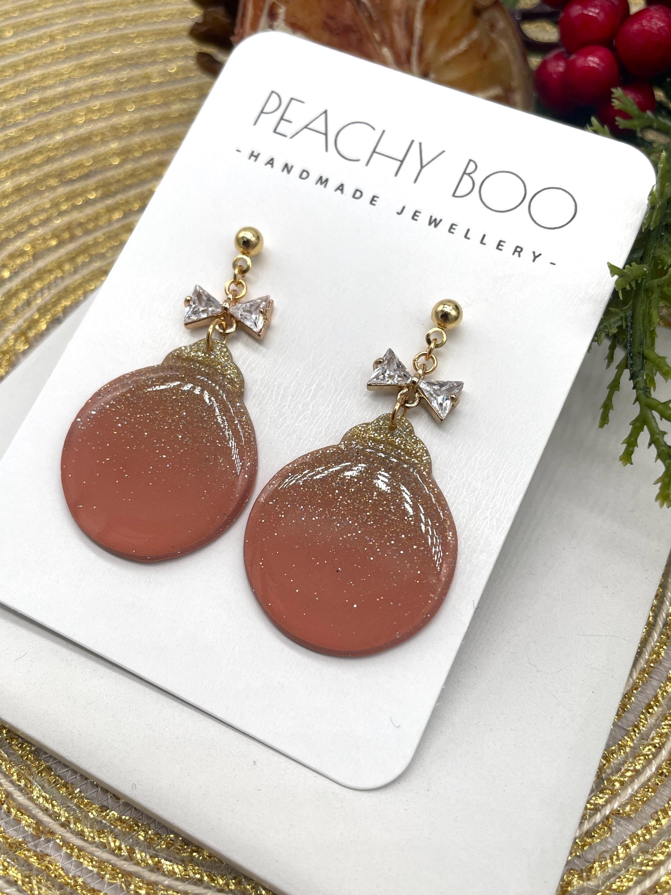 Bauble Polymer Clay Earrings| Statement Polymer Clay Earrings | Pink and Gold Earrings | Handmade - Thumbnail 3