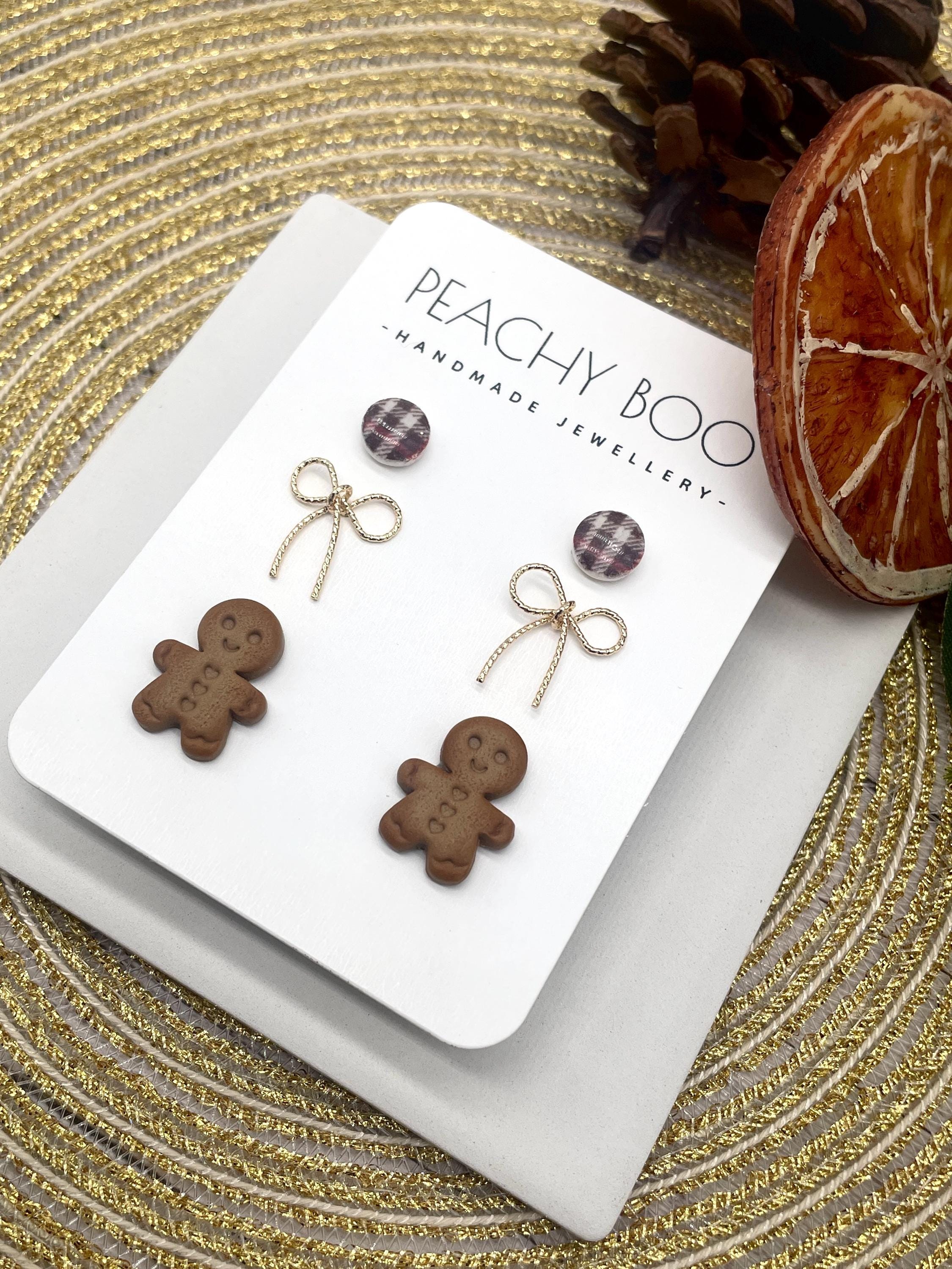 Christmas Stud Pack | Polymer Clay Statement Earrings | Tartan Studs | Gingerbread Men Studs | Bow Studs | Handmade