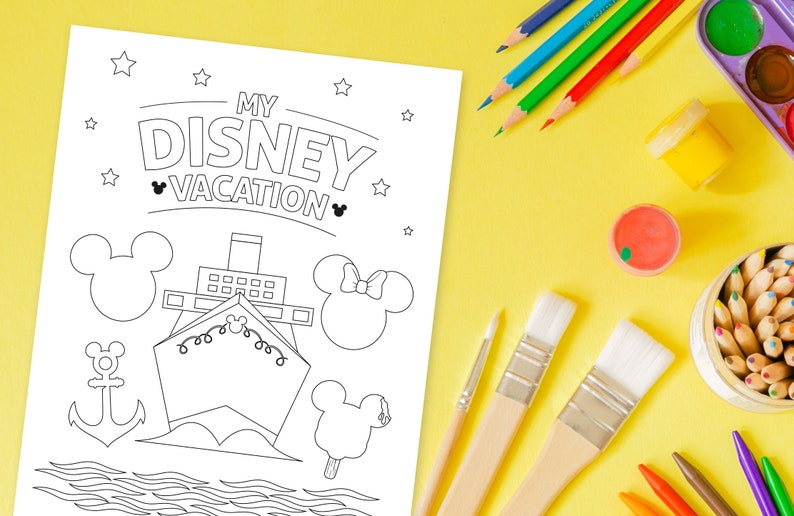 Disney Cruise Vacation Coloring Page Mickey and Minnie - Etsy