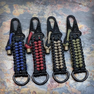 Paracord hanging Belt Loop Keychain with Sling Clip | Black Hardware