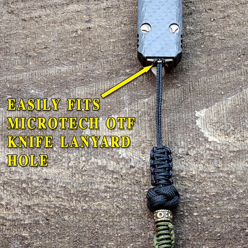 Microtech Landyard Paracord Knife Lanyard: Brass Samurai Skull Bead, Micro Cord Wrap - Etsy