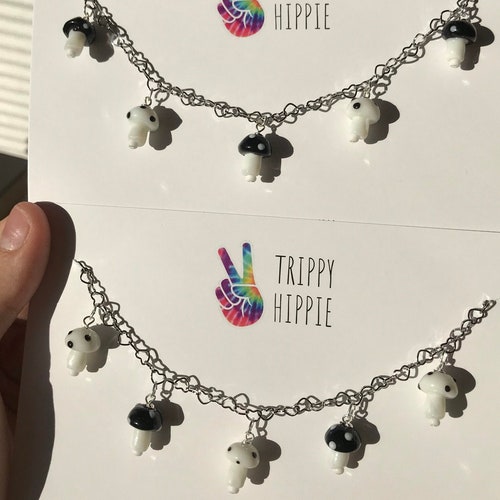 Black and White Mushroom Necklace