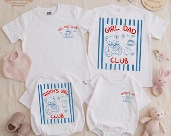 Personalize Girl Dad Club Matching Shirts, Teddy Bear Romper, Bear Lover Kids Shirt, Father's Day Gift, Family Matching Shirt, New Dad Gift