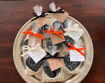 Heart shaped soap 2 oz BLACK in a Bag | Gothic, Halloween & Thanksgiving Party Favors | ***FREE personalized tag***