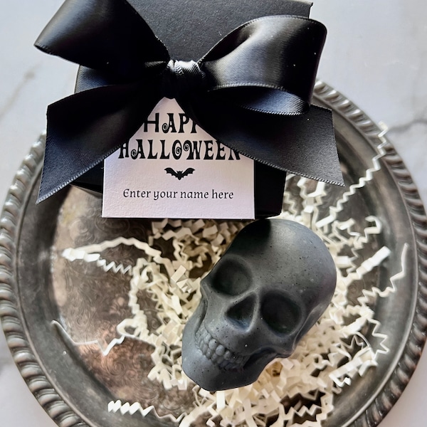 3D Large Skull Soap 3.75 oz in Gift Box | Gothic Wedding and Bridal | Dark Birthday Party Favor | ** FREE personalized tag