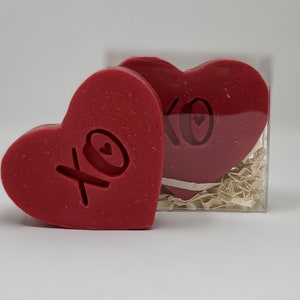 BULK Purchase Heart shaped soap 2 oz in a BOX Valentines Day gift Mothers Day gift Party Favors No Ribbon No Tag XOXO Red