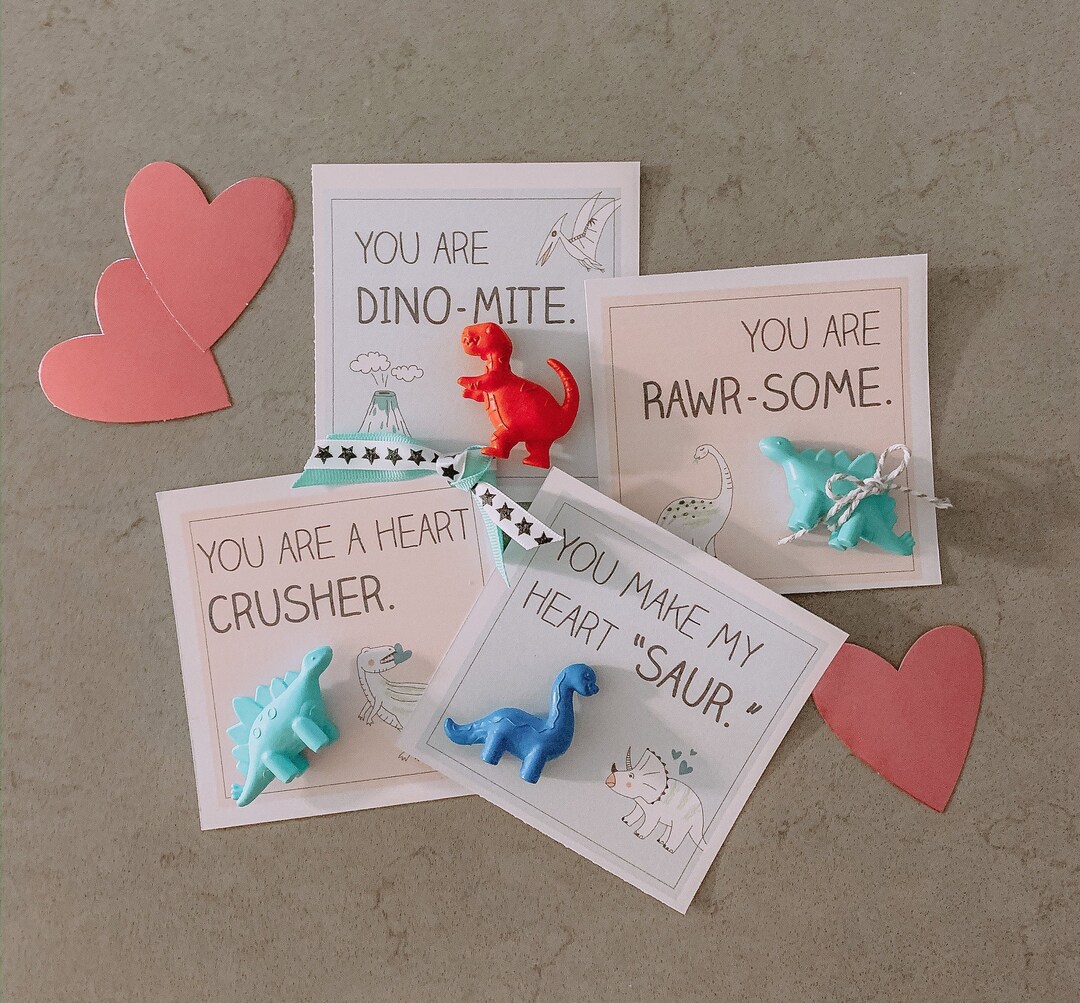 VALENTINE PRINTABLES #3 - Dinosaur Valentines, Children's Valentines - Etsy