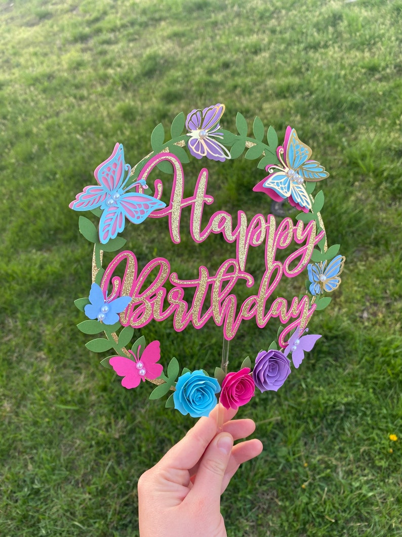 Butterfly cake topperfloral and butterflies topperbutterflies cake topper