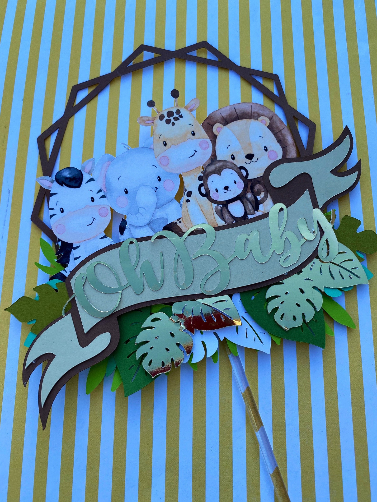 Safari Oh Baby Cake Topper Baby Shower Cake Topper Safari Etsy