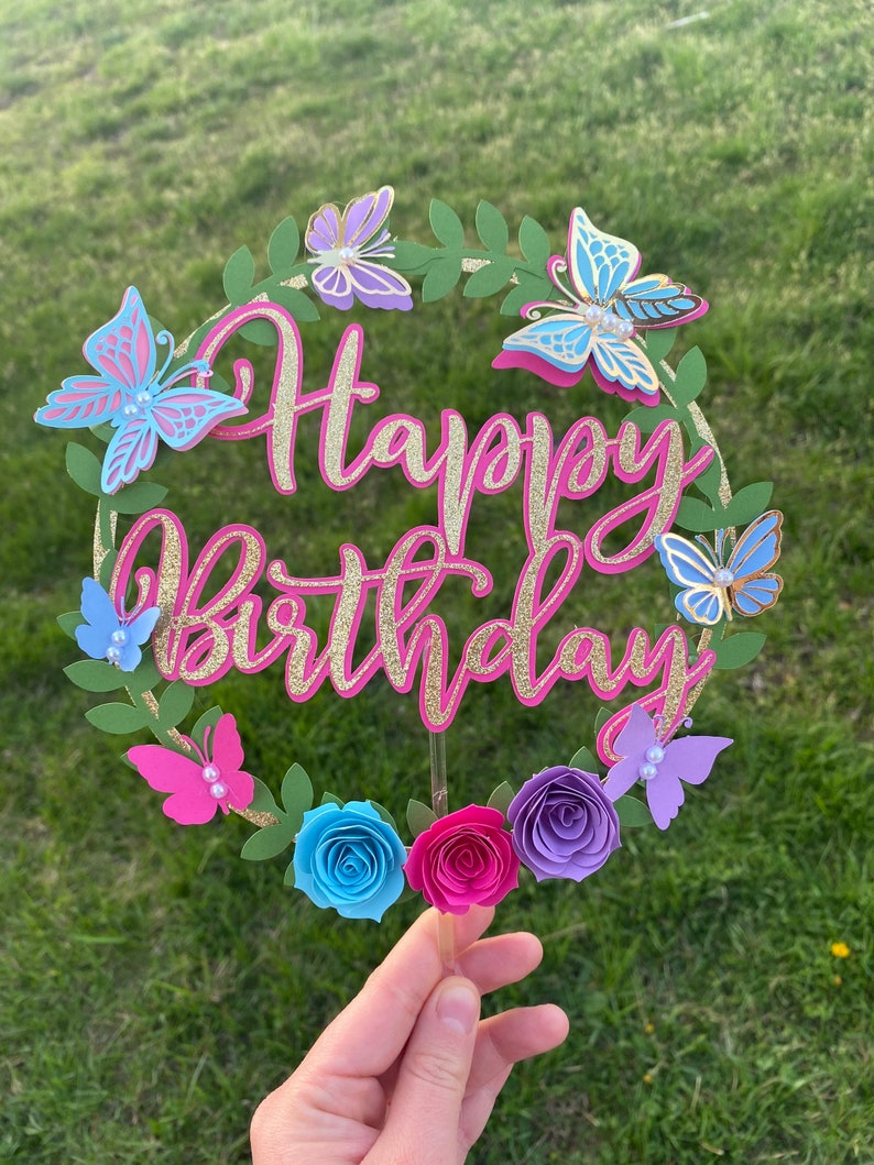 Butterfly cake topperfloral and butterflies topperbutterflies cake topper