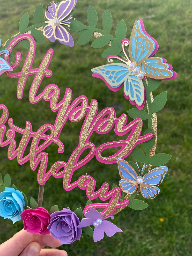 Butterfly cake topperfloral and butterflies topperbutterflies cake topper