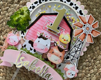 Barnyard Cake topper |Farm Cake Topper | 1st Birthday Cake Topper | Shaker Cake Topper