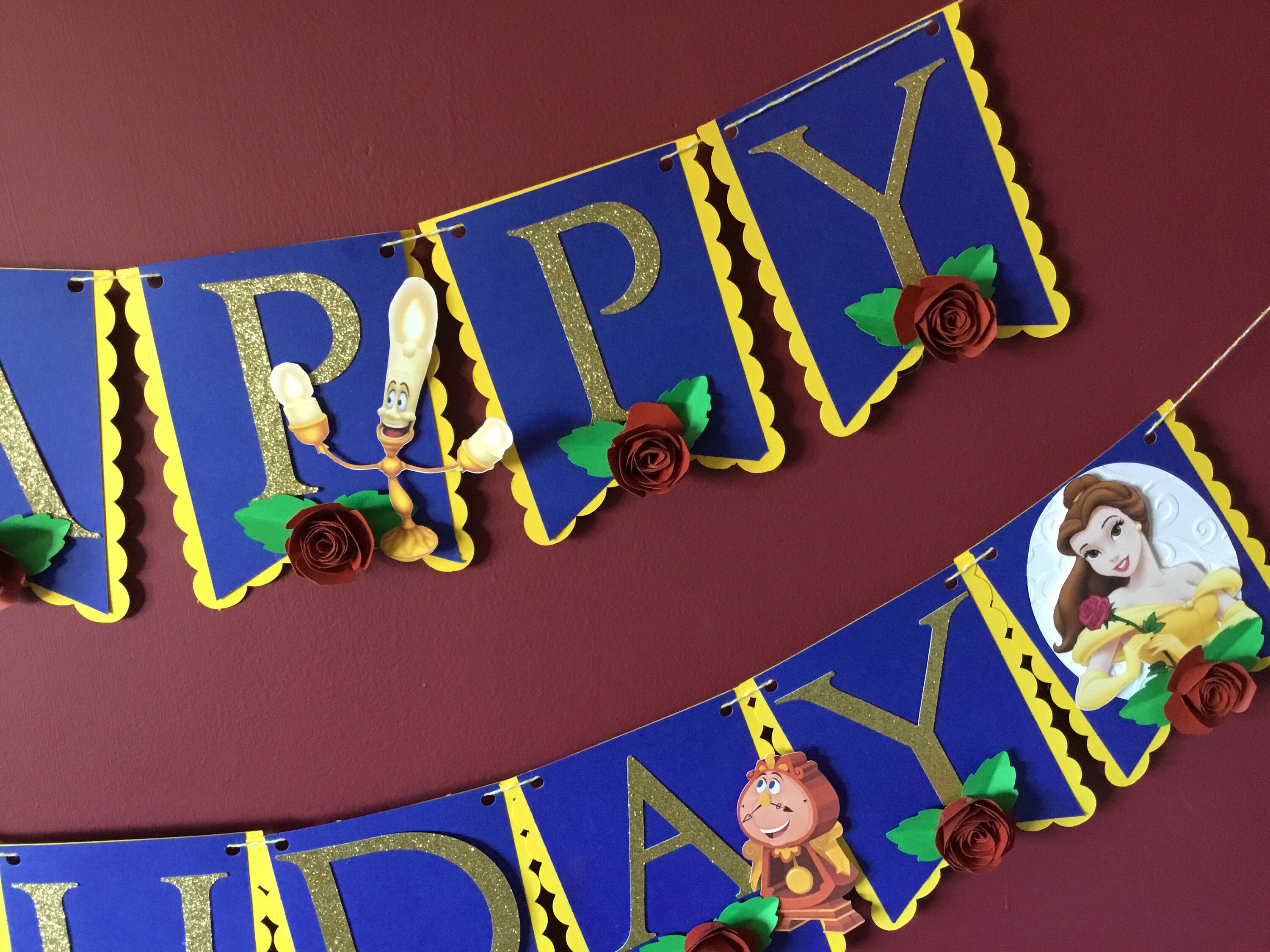 Princess Belle Birthday Banner/Beauty and the Beast Banner | Etsy