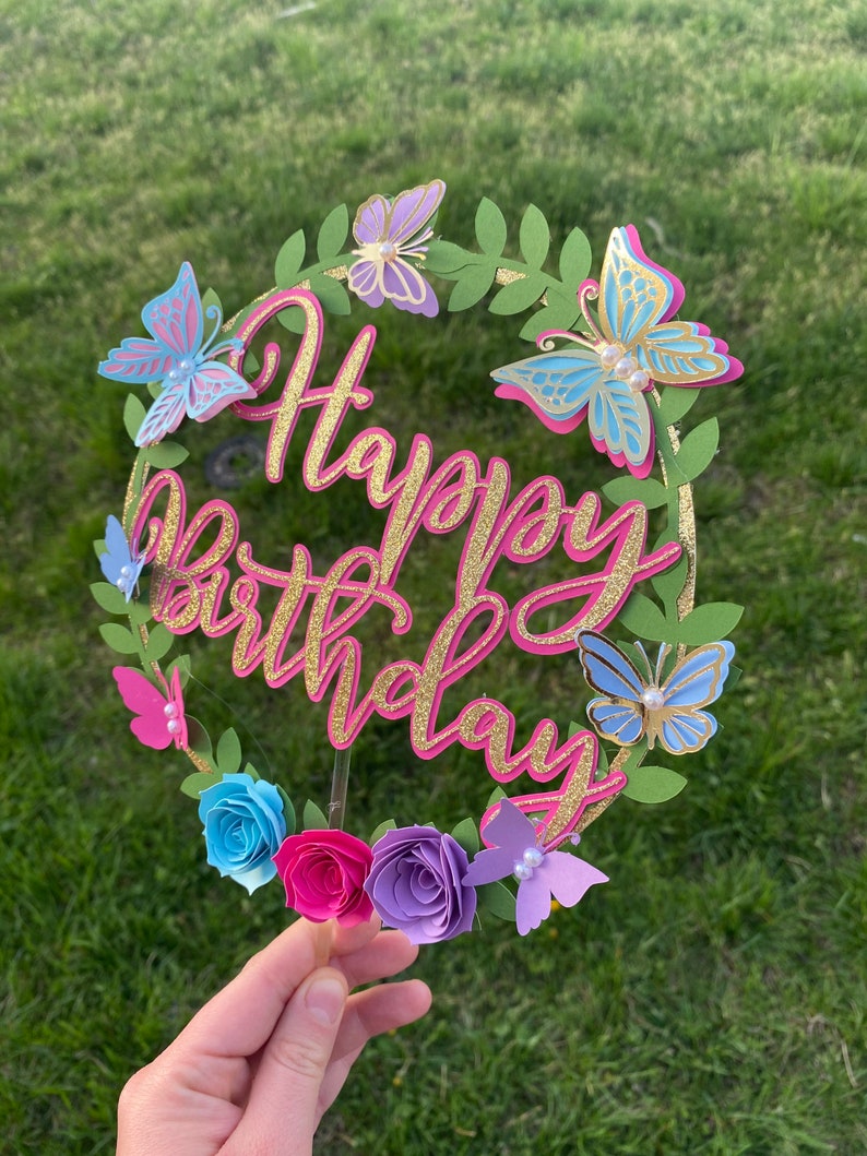 Butterfly cake topperfloral and butterflies topperbutterflies cake topper