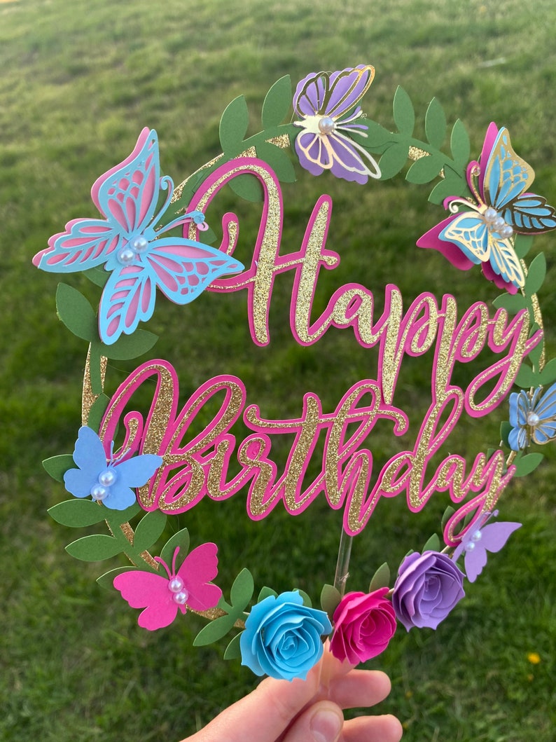 Butterfly cake topperfloral and butterflies topperbutterflies cake topper
