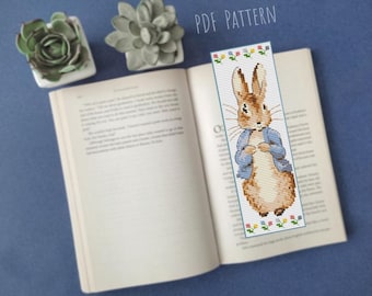 Patrón de marcador de punto de cruz de conejo, marcador de conejito para proyecto de bordado a mano de animales pequeños