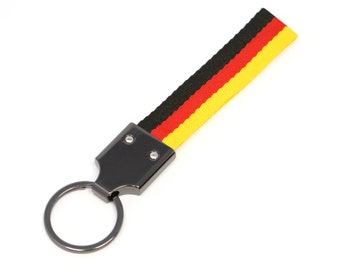 Flag of Germany with Crest Pink Leather Metal Keychain Key Ring 