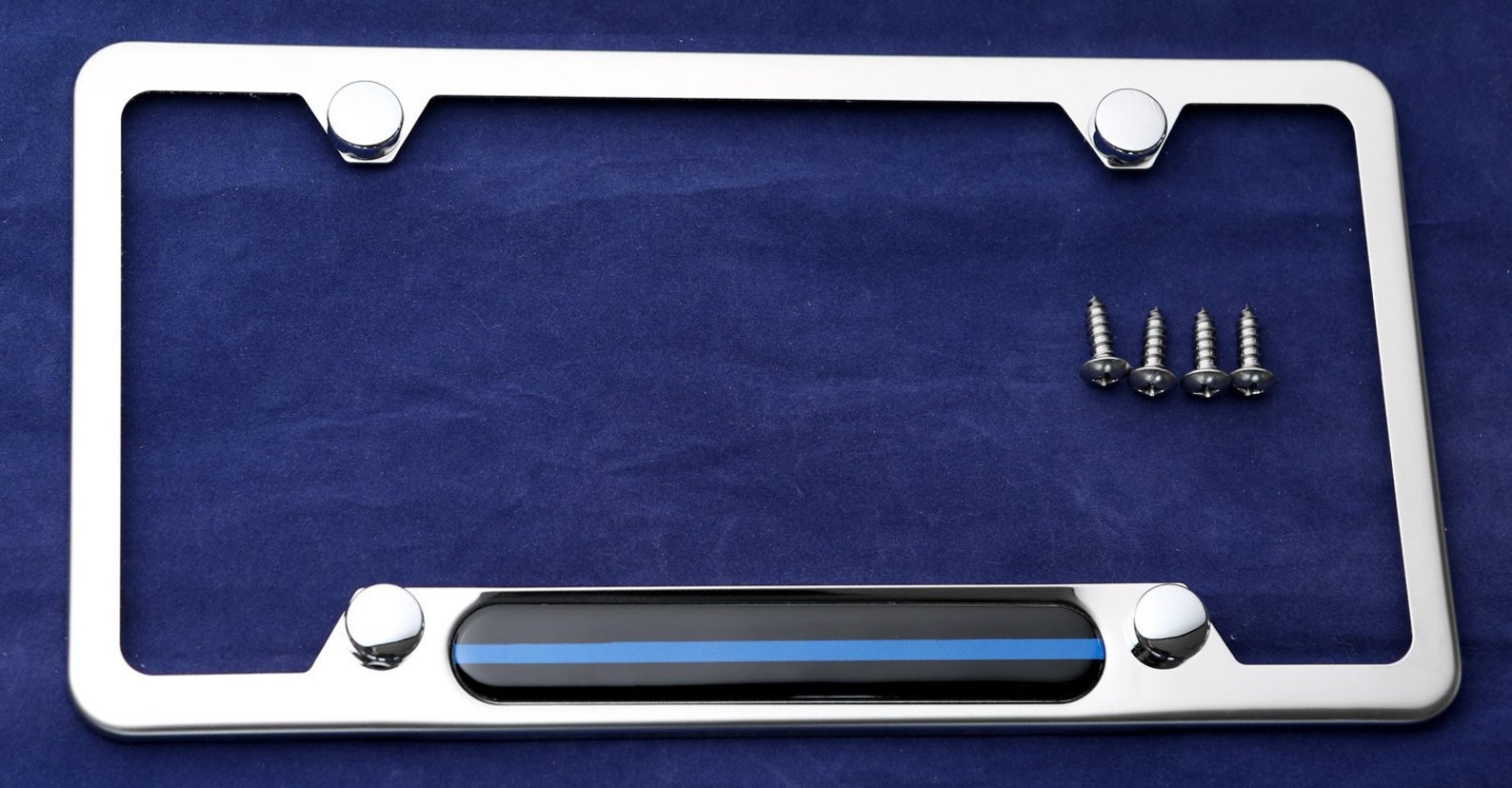 Stainless Steel Polished Mirror License Plate Frame Thin Blue Etsy