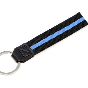 Leather Ribbon Key Chain Thin Blue Line Keychain
