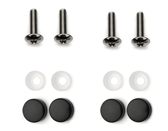 LFPartS Stainless Steel License Plate Frame Self-tapping Screws Fasteners M6x20, Self-tapping Screws + White Screw Covers 4x