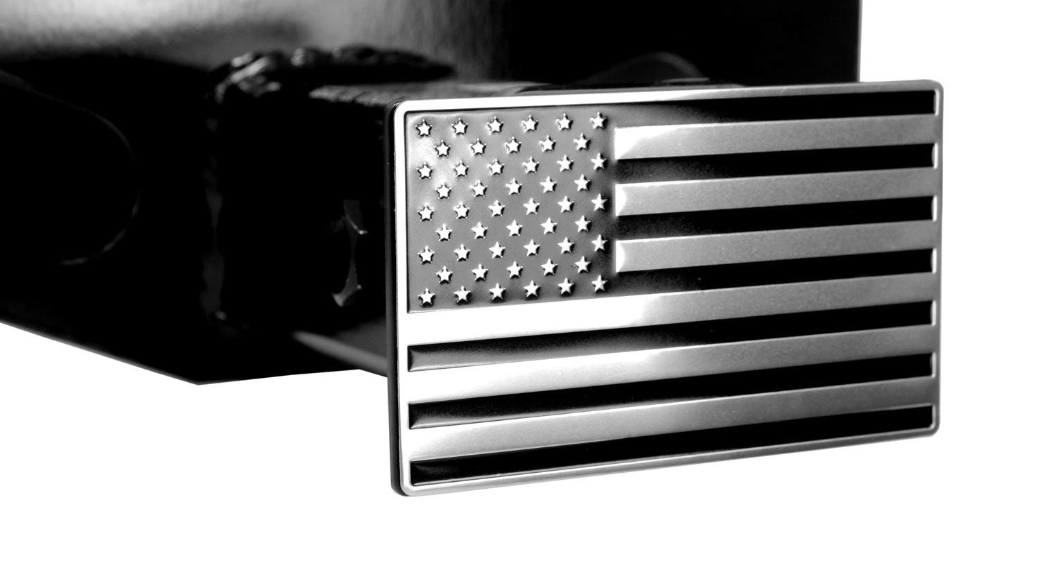American Black & Chrome Flag Emblem Trailer Metal Hitch Cover Etsy