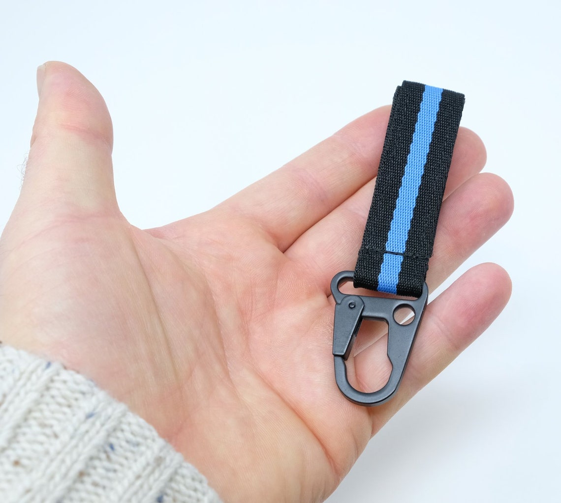 Keychain Tactical Key Ring Holder Nylon Belt With Thin Blue Etsy