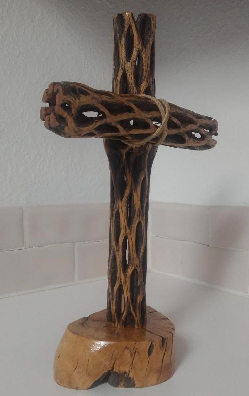 Cholla cactus wood cross on cholla base sturdy New Mexico Etsy