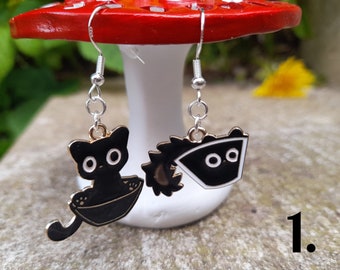 Silly cat earrings with sterling silver hooks
