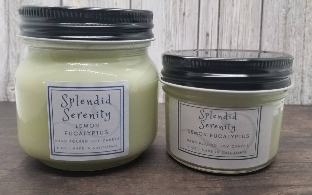 Lemon Eucalyptus Candle Handmade Soy Wax Candle Mason Jar Etsy