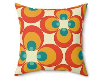 Mid-Century Modern Square Pillow, Retro Flower Pillow