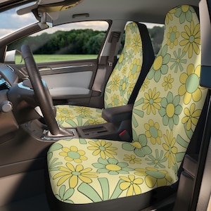 Retro Car Seat Covers, Flower Car Seat Covers, Hippie Car Seat Covers, Groovy Car Seat Covers, Set of 2
