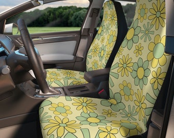 Fundas para asientos de coche estilo retro, fundas para asientos de coche con estampado floral, fundas para asientos de coche estilo hippie, fundas para asientos de coche con estilo moderno, juego de 2