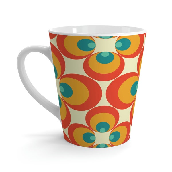 Mid-Century Modern Latte Mug, Retro Mug 12 oz, Ceramic Mug